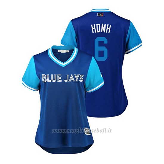 Maglia Baseball Donna TOrnto Blue Jays Marcus Stroman 2018 Llws Players Weekend Hdmh Blu